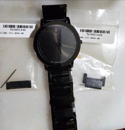 Men's Movado Sapphire Watch with Black Dial & links