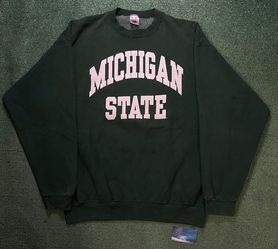 Vintage 1990s Michigan State university green and white crewneck