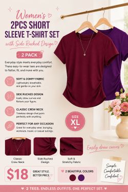 Women's 2-Pack Short Sleeve T-Shirt Set XL