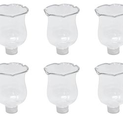 (New in Box) 
Clear Glass Votive Cups with Peg 6 Pack, Tulip Votive for Candelabra Candle Holder, Home Interior Candle Sconce Glass Replacement Parts,