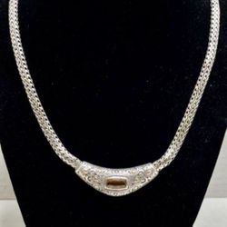 FREE SHIPPING! SAMUEL BENHAM BJC 925 SILVER & 18K GOLD CITRINE NECKLACE 17”