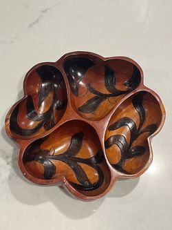 Hand carved wooden serving dish
