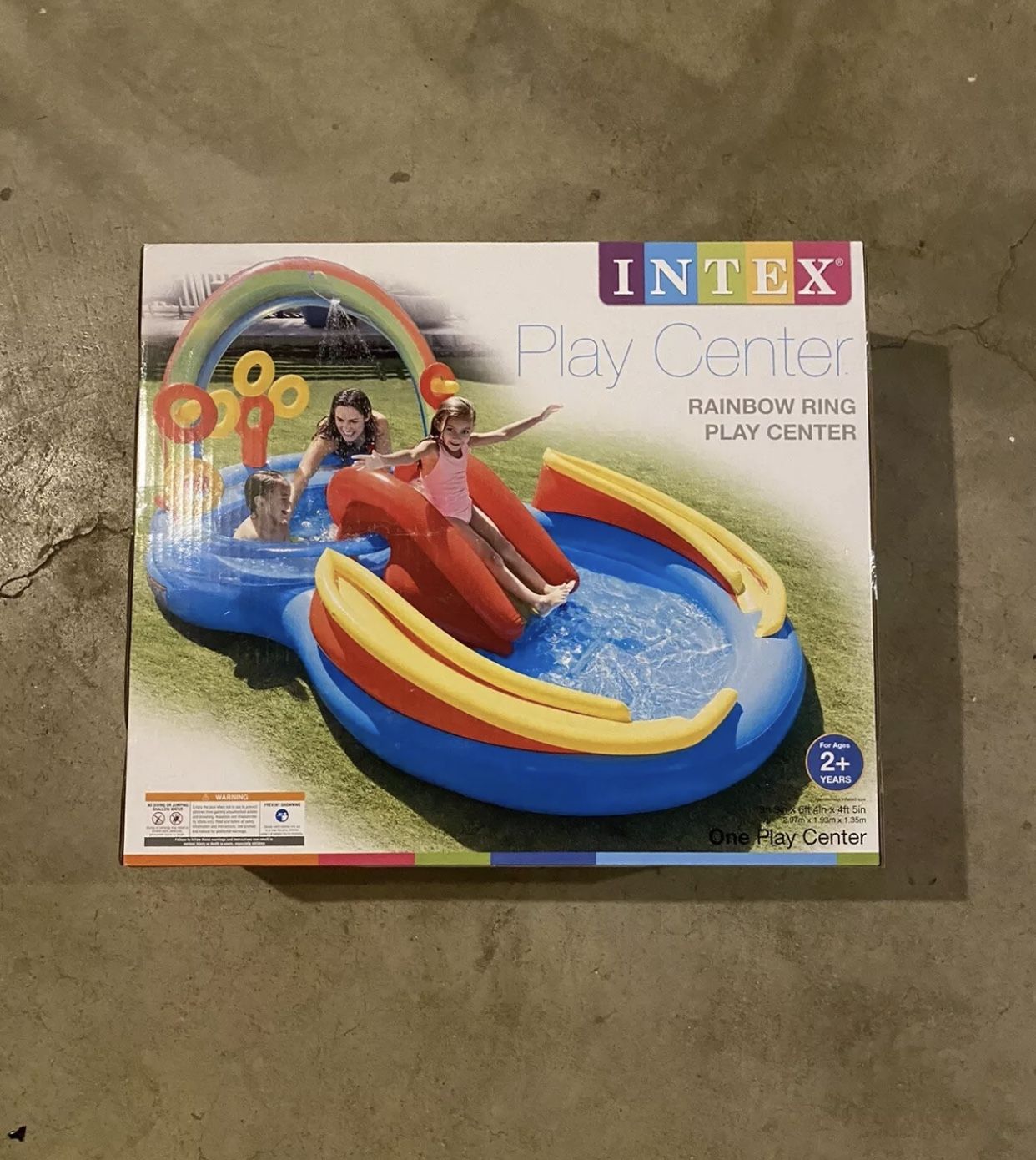 INTEX Rainbow Ring Play Center 117" x 76" x 53" Waterslide and Sprayer