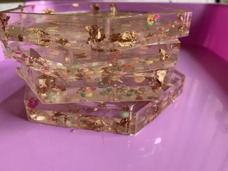 Custom resin fruit coasters