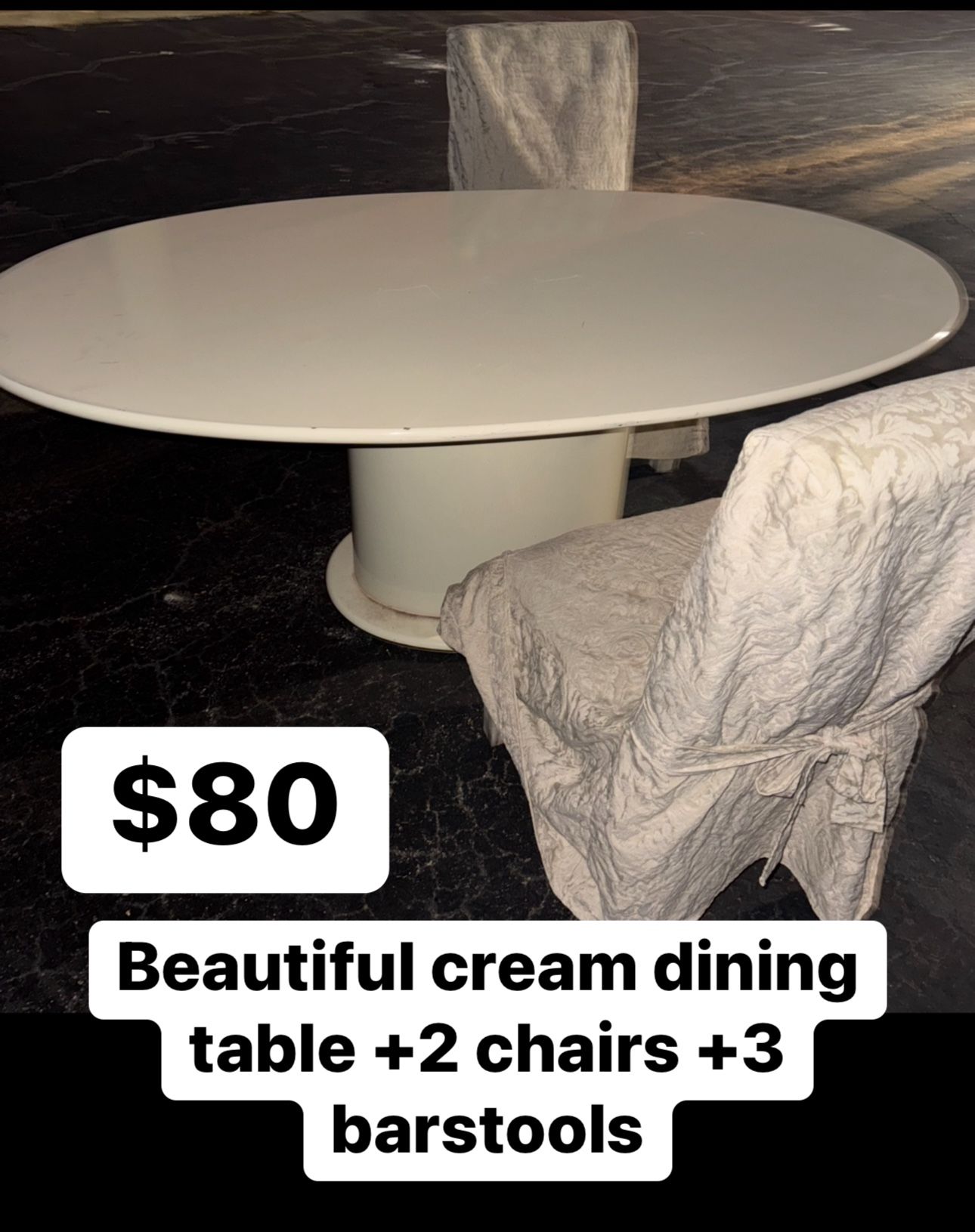 Dining Table. 2 Chairs 3 Bar Stools