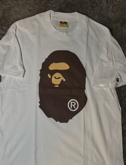 Bathing ape shirt white with brown