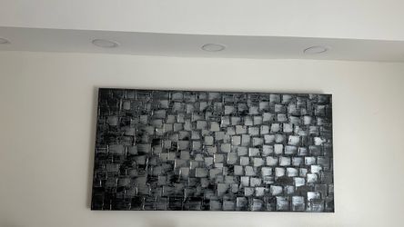 Large Black Silver 3D Textured Wall Art
