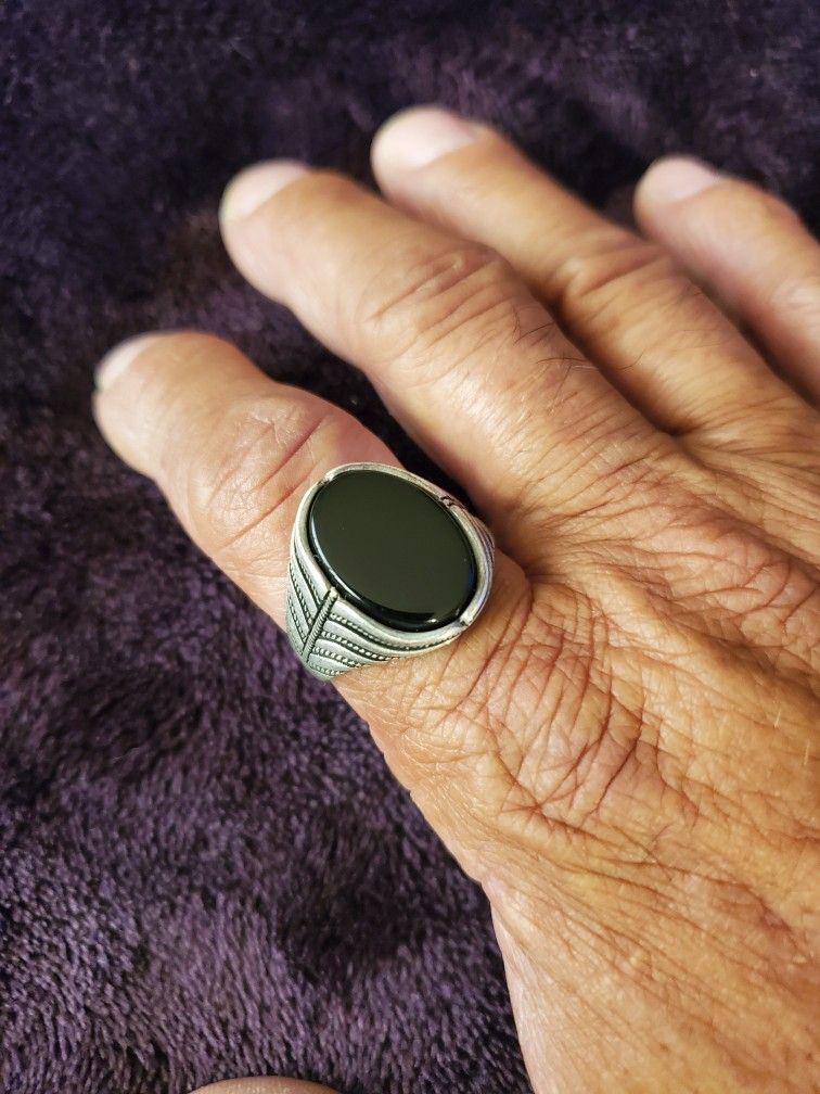 Vintage ONS Sterling Silver Black Onyx Ring