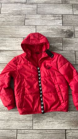 Red Hooded Puffer Jacket with Tags