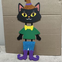 Halloween Wooden Sign Black Cat