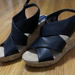 Black Cork Wedge Sandals 8 1/2 *New $20