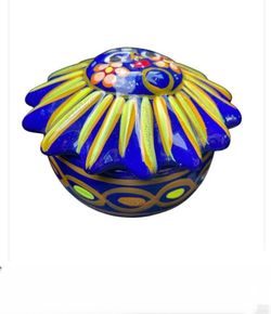 Gorgeous Glowy Mexican Pottery Trinket Dish - Approx 3.5” across