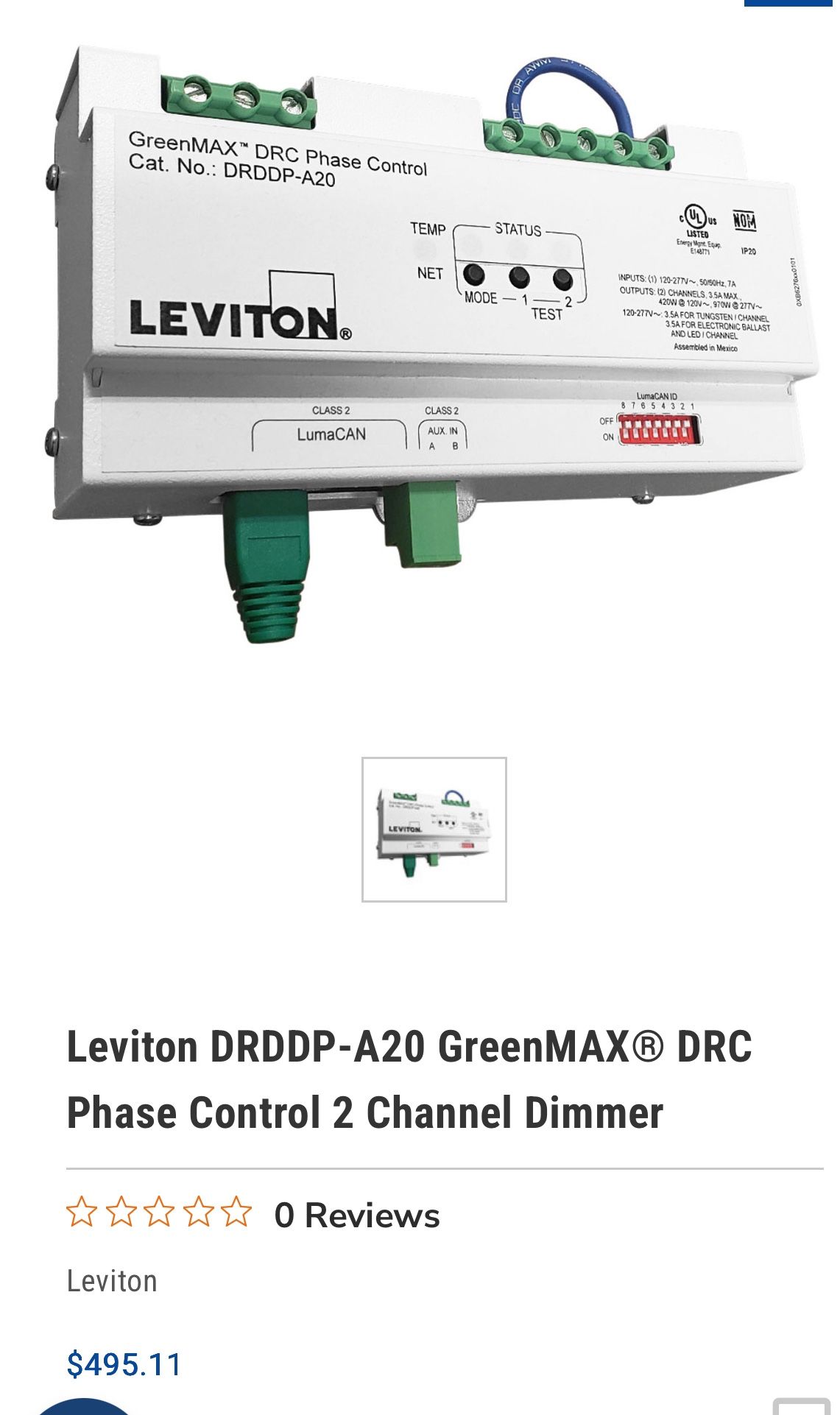 GreenMAXâ„¢ DRC Phase Control Cat. No.: DRDDP-A20