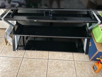 3-Tier Black Glass TV Stand