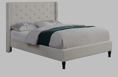 Full Cloth Light Beige Cream Bed frame