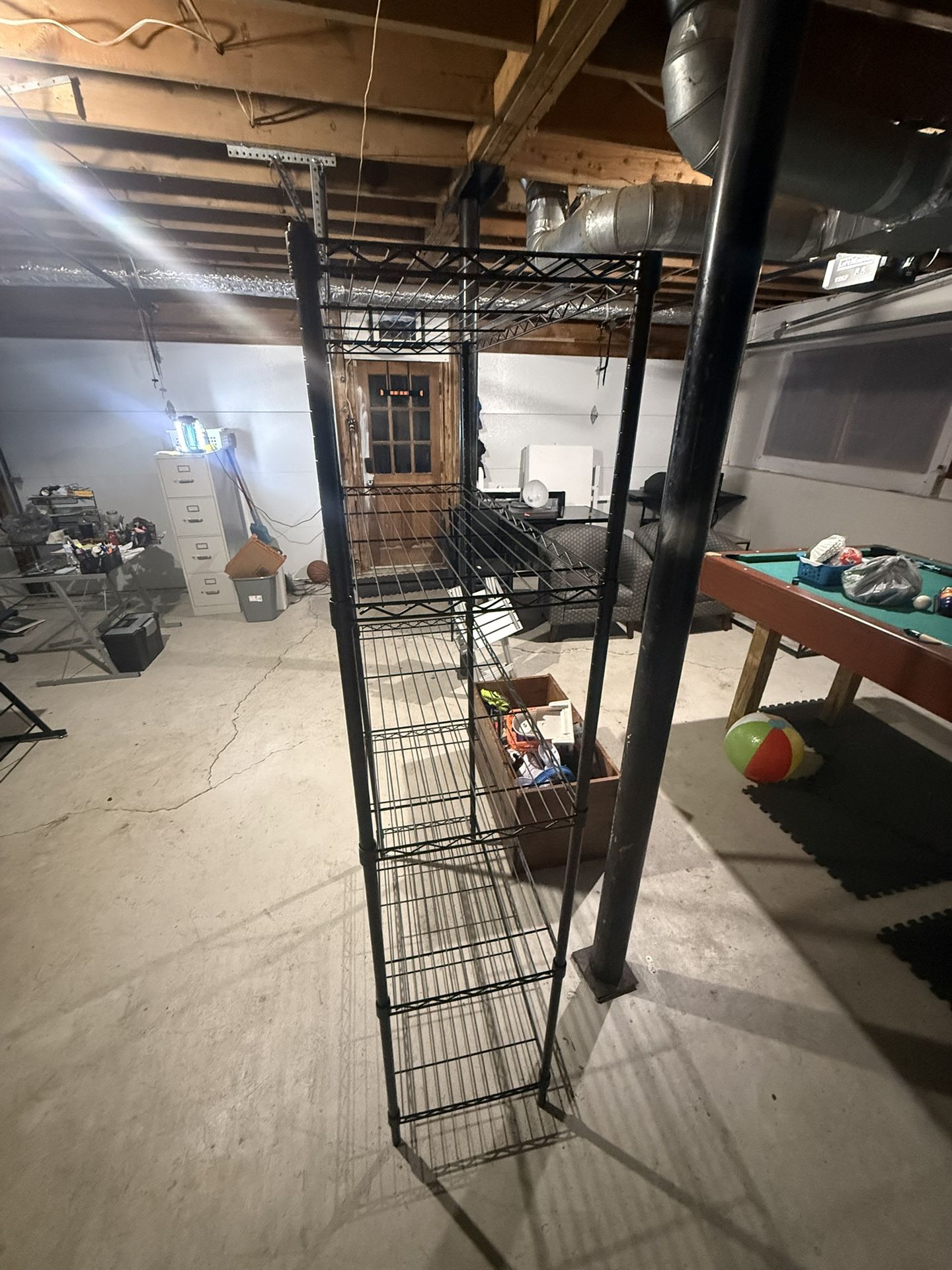 Green/ Black metal wire shelving rack. Sturdy & Adjustable