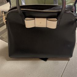 Bolsa Para Dama Kate Spade Negro Com Moño Blanco 
