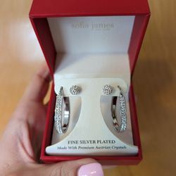 Silver Stud And Hoop Set Of Earrings 
