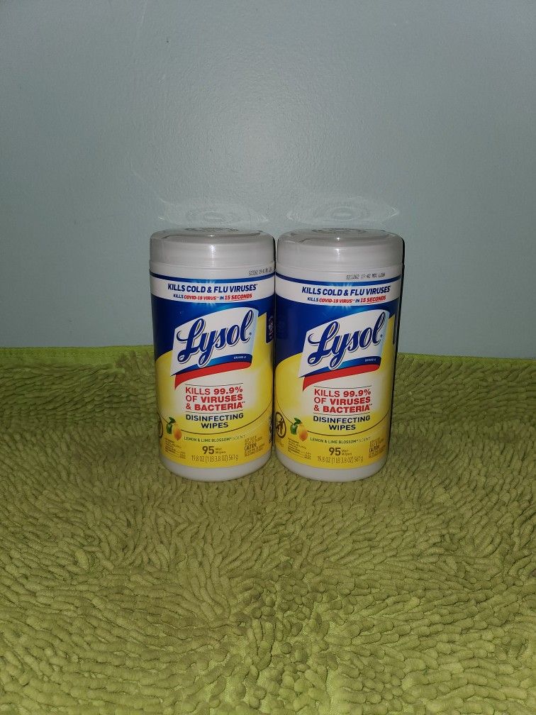 2 Lysol 95 Wipes Lemon & Lime Blossom Scent