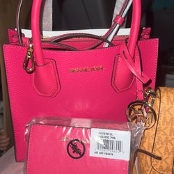Michael Kors hot Pink Bag With Wallet