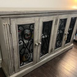 Ashley Antique Gray Glass Cabinet 