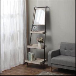New in box Metal and Wood Ladder Storage Three-Tier Shelf 68.5”x22.25”