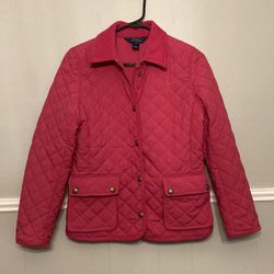 Youth Pink Polo Puffer Corduroy Snap Jacket 