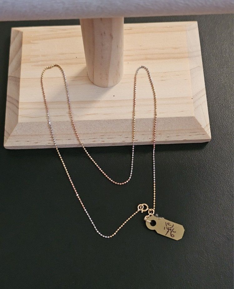 14k Gold Tri Color Necklace 16 Inch