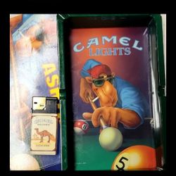 Rare Vintage New Camel Ash Tray 7.5"x4.5" Pool Table Ash Tray + Lighter Bundle