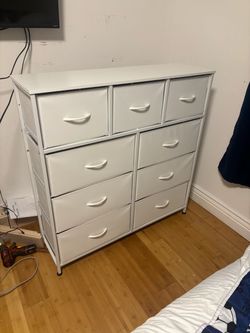 White Fabric Dresser with 10 Drawers