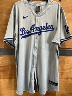 Vintage Nike Authentic Collection Made In USA Los Angeles Dodgers Away Grey/Blue Jersey Men Size 60 / 4XL