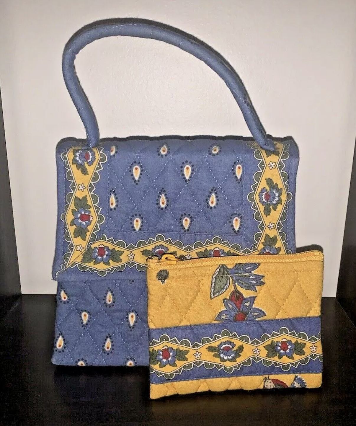 Vera Bradley Bag Rectangular Clutch Purse Retired French Blue w/Coin Pouch