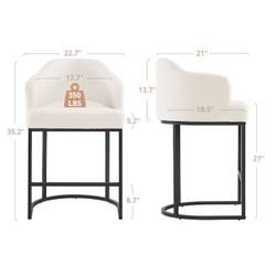 Beige 27-in H Counter height Upholstered Metal Bar Stool 2 Pack