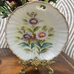 Vintage Porcelain Handpainted Floral Bowl Trinket Dish 