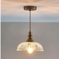 Light Pendant Light with Oil Rubbed Bronze Metal Glass Shade and Adjustable Cord Industrial Ceiling Hanging Light for Kitchen Island Bar Dining Room B