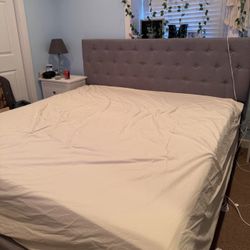 King size Gray Tufted Bed Frame