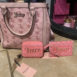 Juicy Couture Bag Wallet And Card Holder Pink Hearts