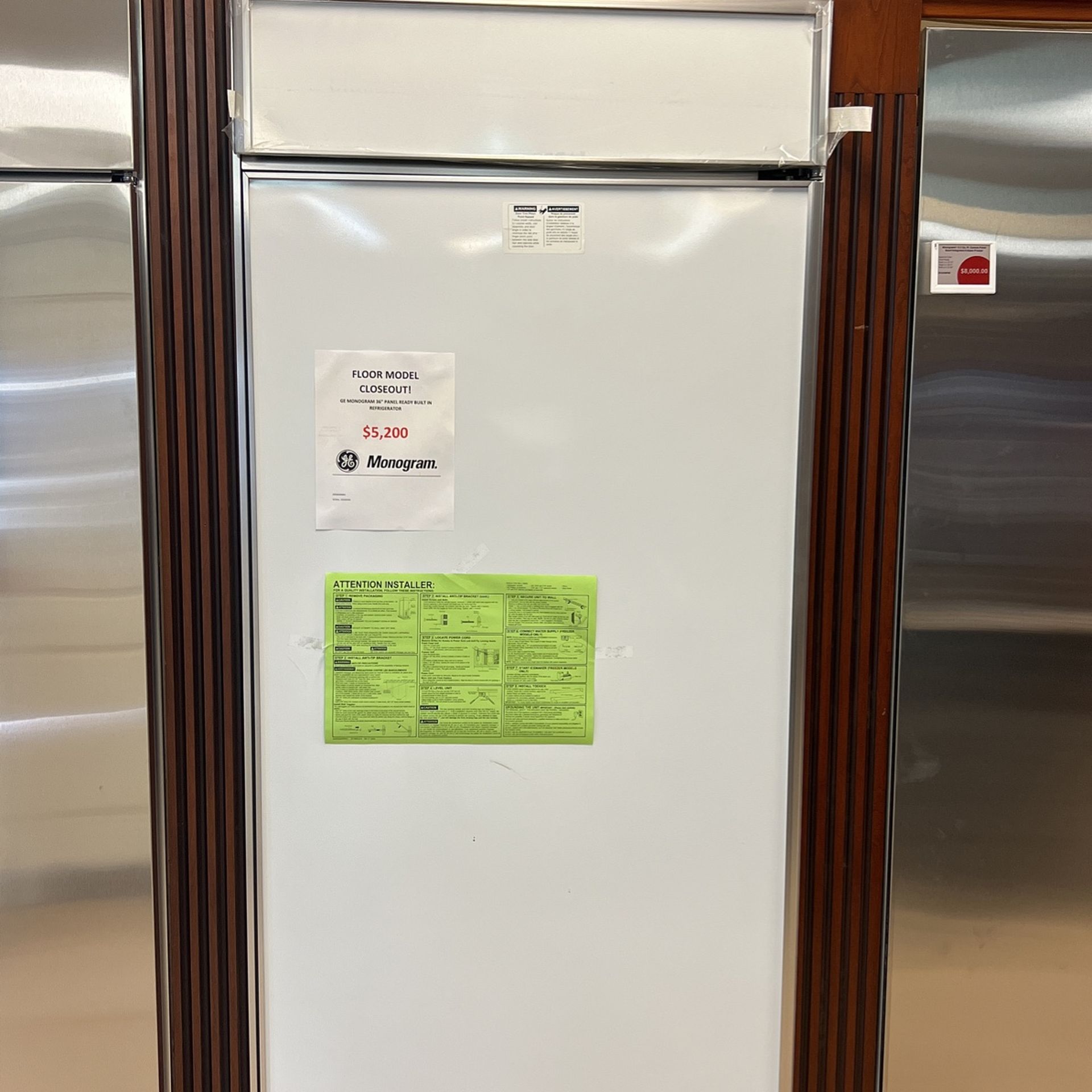 GE Monogram 36” Panel Ready Refrigerator