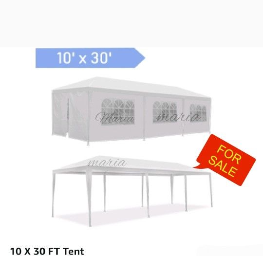 10'x 30' White Gazebo Wedding Party Tent Canopy with 6 Windows & 2 Sidewalls-8