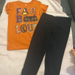 Little Girls Size 7/8 Halloween Outfit, shirt, and matching pants just like new