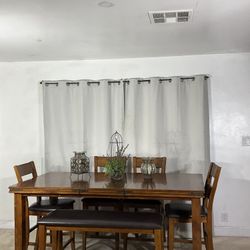 High Dining Table With Extension, Chairs & Bench