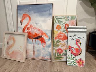 4 flamingo wall pictures