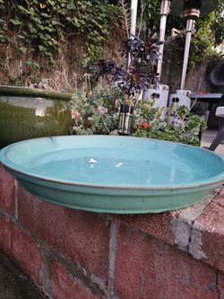 Round Turquoise Ceramic Plant Saucer Pot