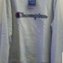 CHAMPION LIFE POWERBLEND MEN'S FLEECE CREW NECK SWEATSHIRT SIZE LARGE GREY CHAMPION BLACK/WHITE STITCHING BRAND NEW WITH TAGS CHECK OUT MY OFFERS.