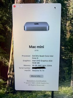 2018 Mac mini (RAM 16GB, 500GB SSD)