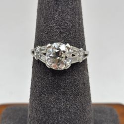 Platinum 2ct Vintage Diamond Ring Authentic 