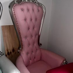 Throne Chair Light Pink With Silver 