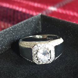 Sterling Silver and Cz Mens Ring 