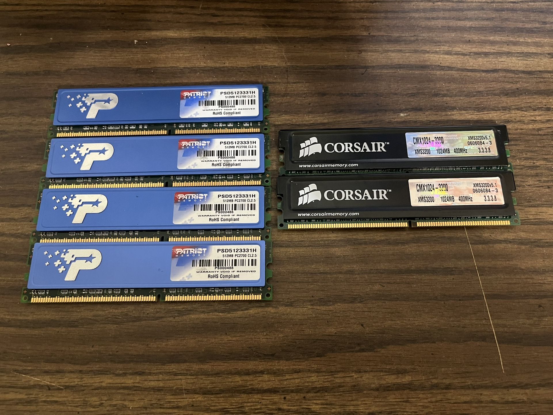 PC2700 And XMS3200 RAM - Patriot And Corsair