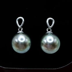 14K White Gold & Tahitian Pearl Drop Earrings